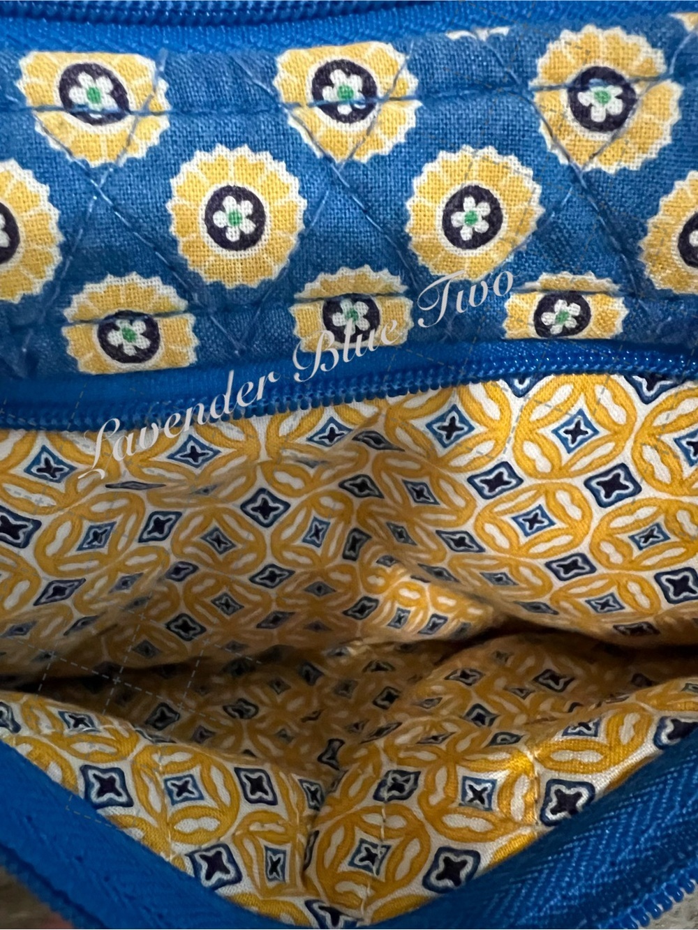 VERA BRADLEY Riviera 2008 Libby Crossbody Purse Shoulder Bag Blue Yellow Y2K - Picture 9 of 15
